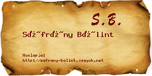 Sáfrány Bálint névjegykártya