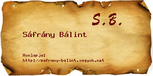 Sáfrány Bálint névjegykártya